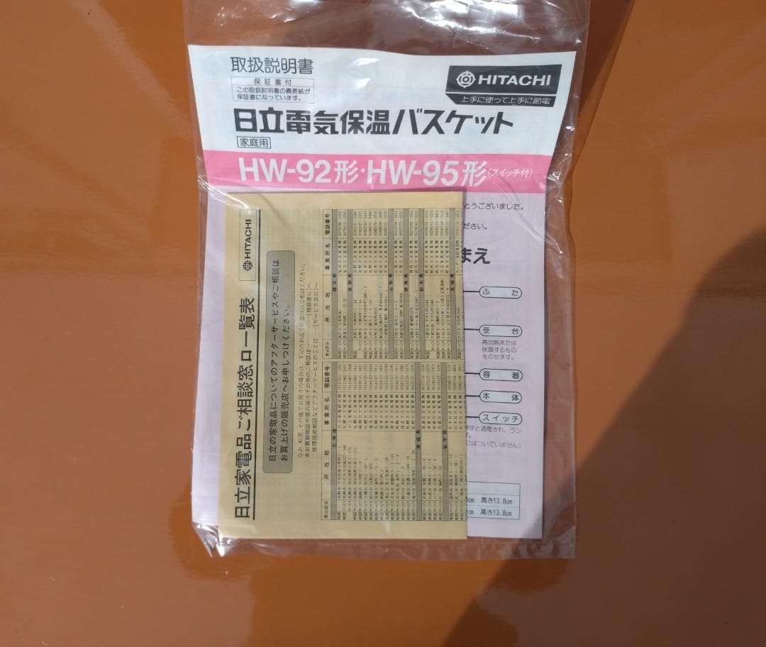 昭和レトロ【未使用品】HITACHI 日立電気保温バスケットHWー92