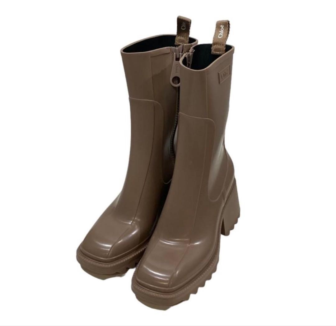 【1度使用】Chloé ベージュ レインブーツ 39