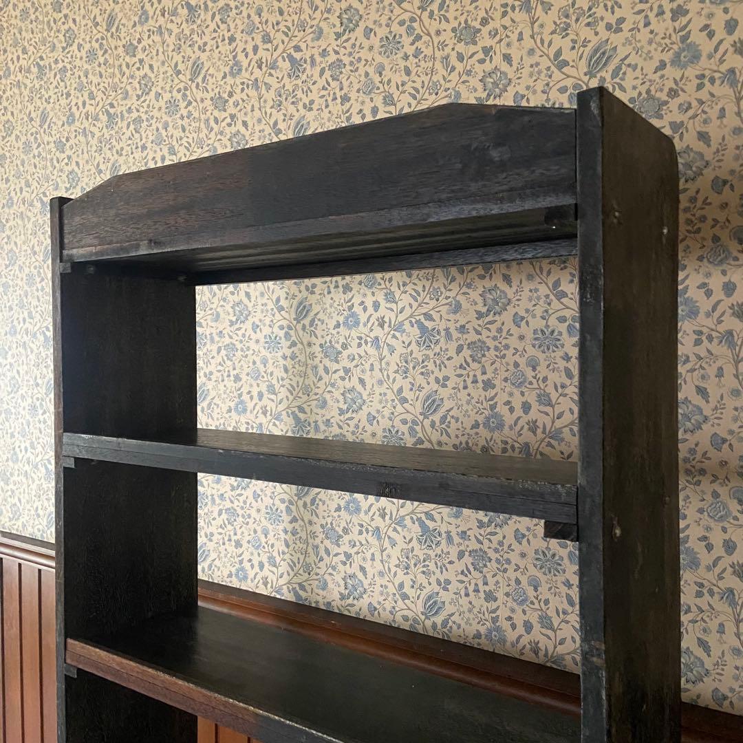 ビンテージ　木製本棚　オープンラック　シンプルブラック　6段　古い家具