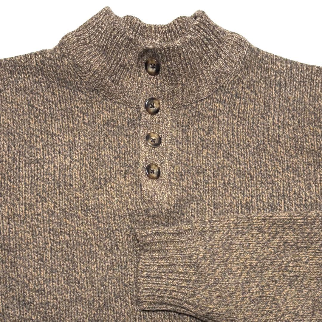 エルエルビーン　ラムウール　ハーフボタンニット　ハイネック　メランジ