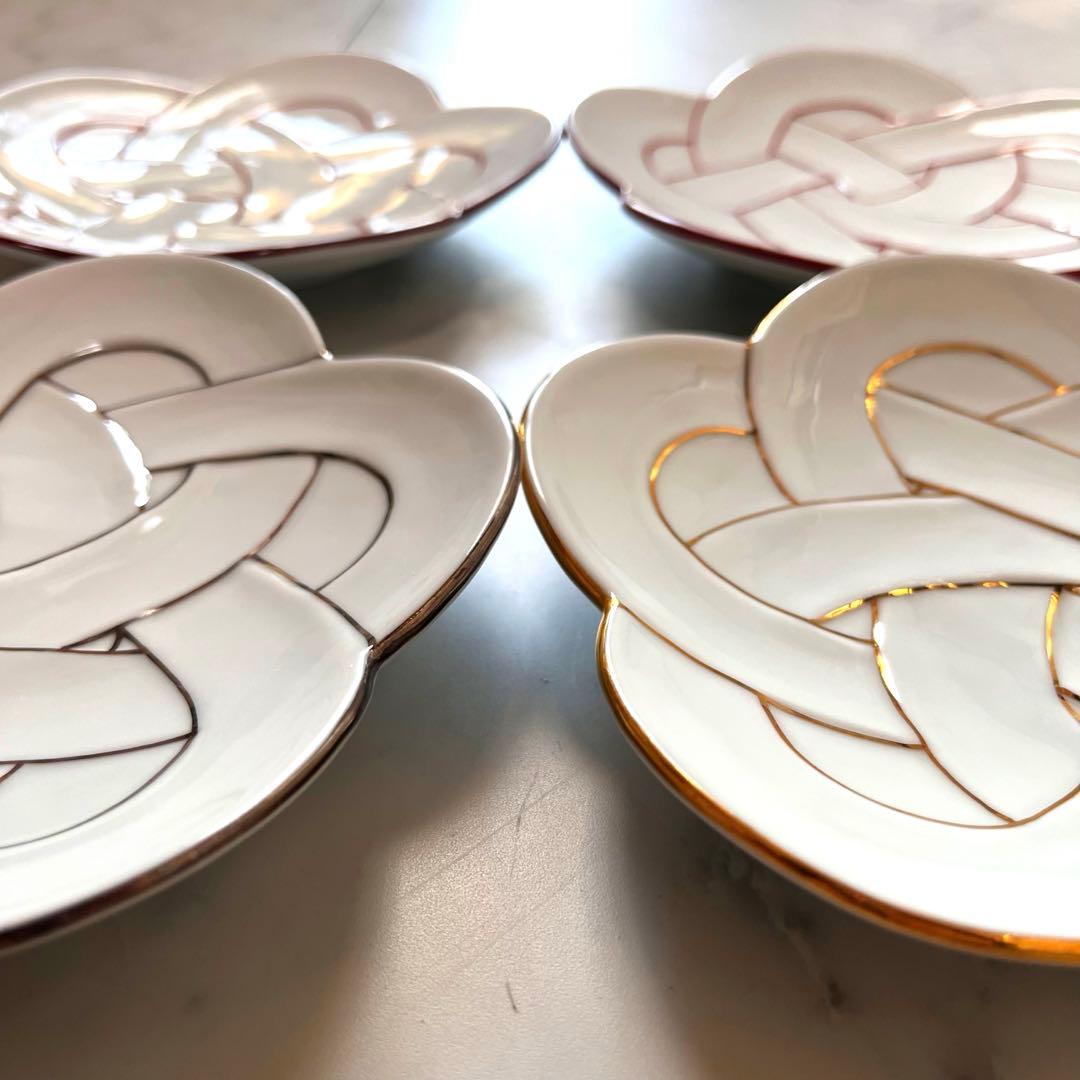 有田焼 中皿　梅結び 銘々皿 4枚