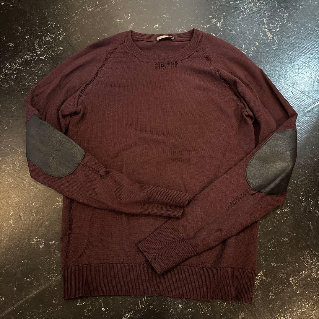 ディオールオム 2004AW エディスリマン エルボーレザーパッチ ニットXS