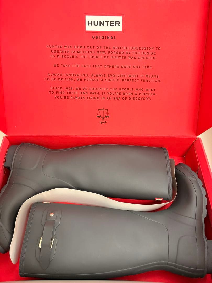 【新品未使用】HUNTER グレー長靴　レインブーツ