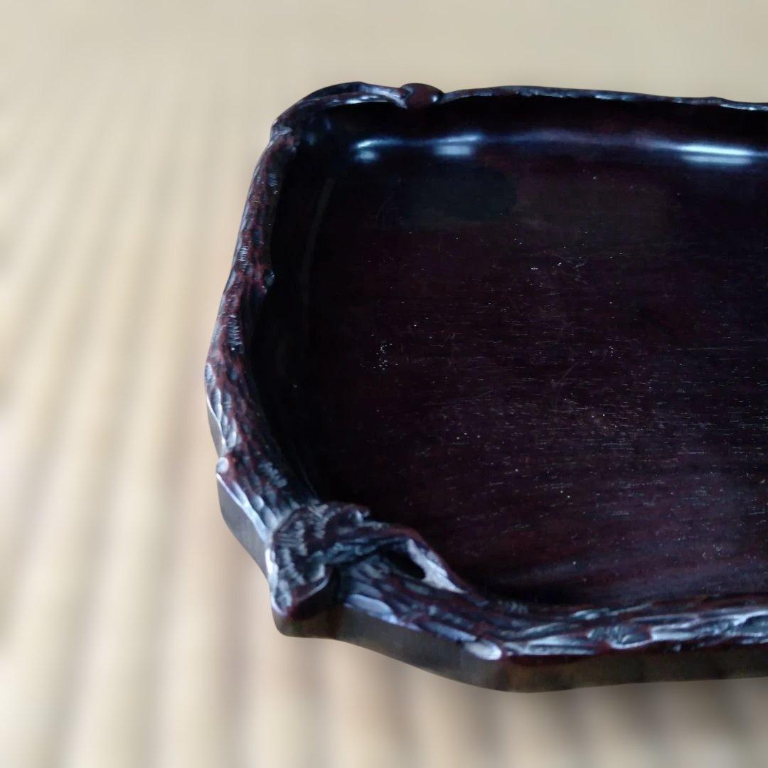 古道具 アンティーク 　木製　お盆　　くり抜き盆　天然木　骨董