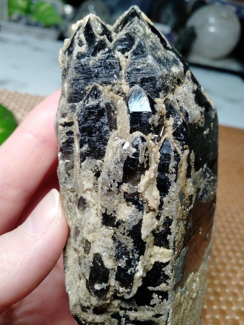 【純天然】★バーコード★★魔除け・厄除け★ 521ｇモリオン 黒水晶 原石