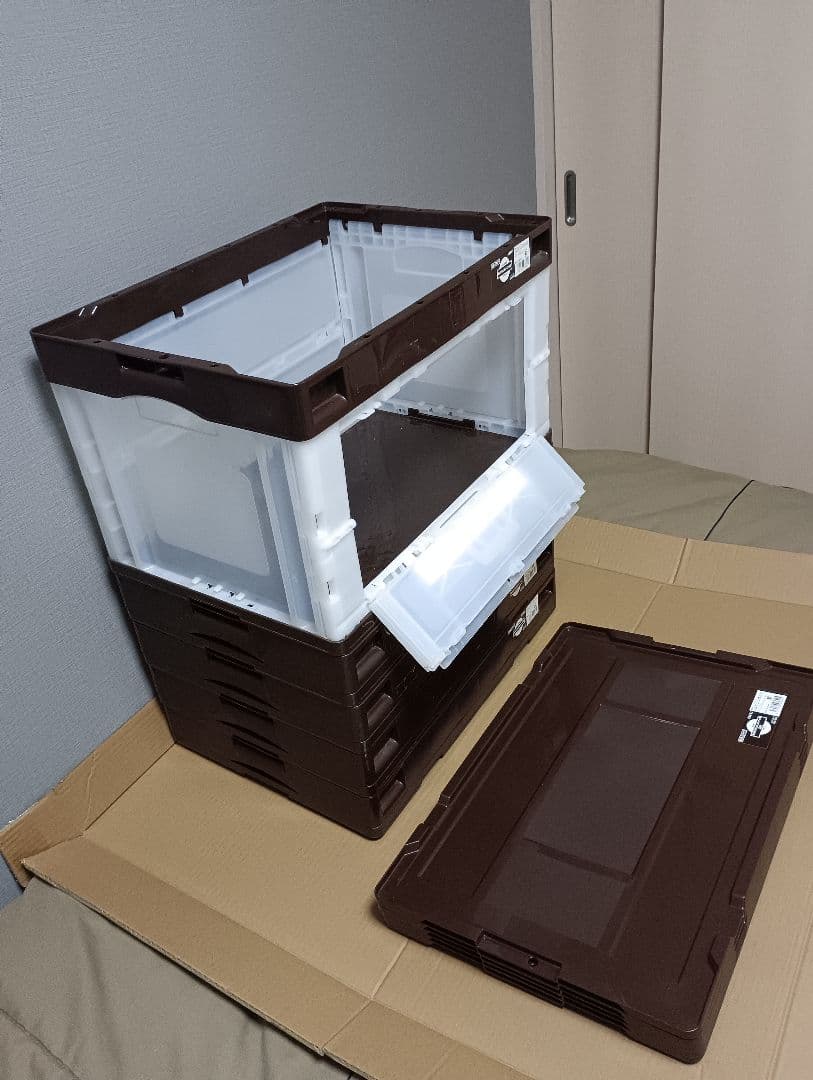 中古①　5個セット　折りたたみコンテナ　50L 長辺扉付　蓋あり