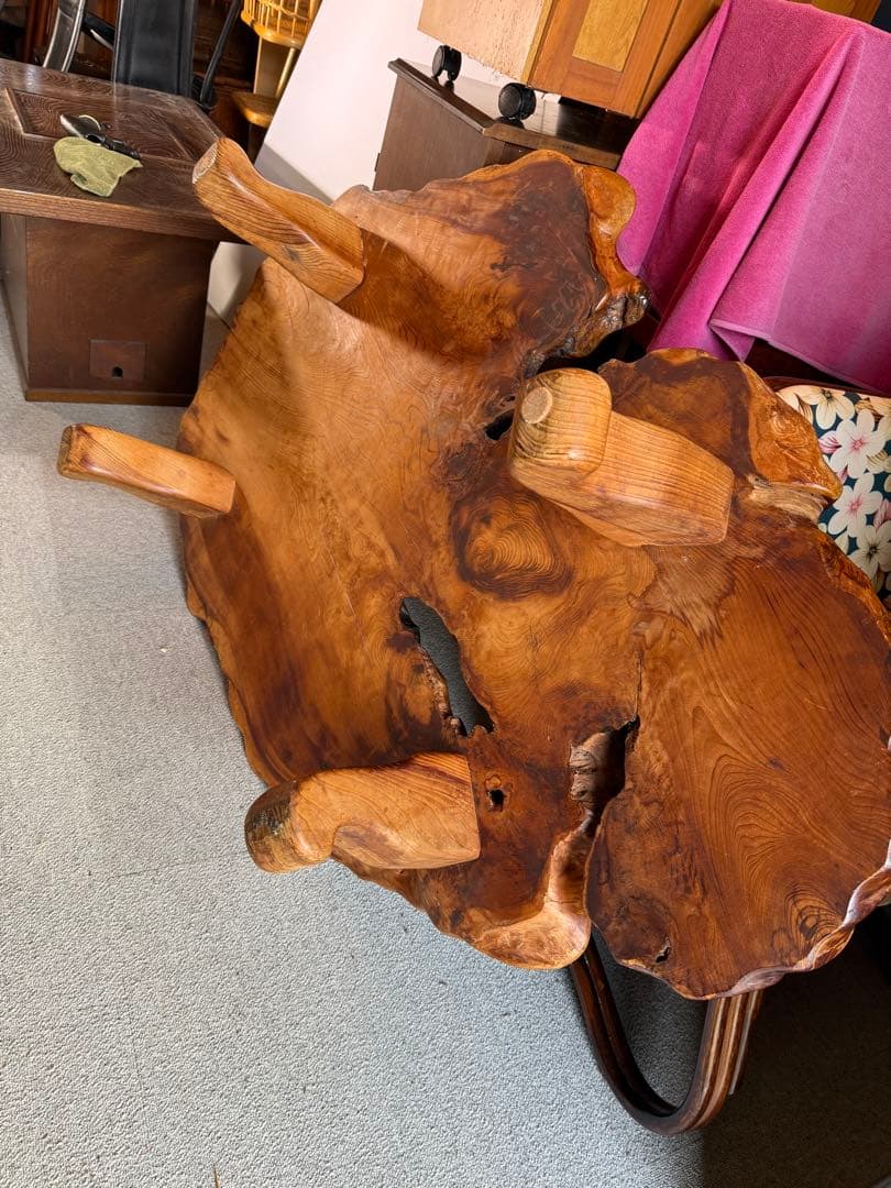 欅 一枚板 座卓 ローテーブル 無垢 天然木 高級和家具