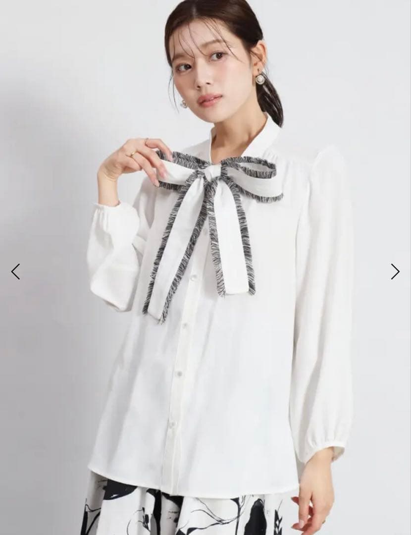 今期【新品タグ付き】YAMADAYA FENNELフリンジリボンブラウス