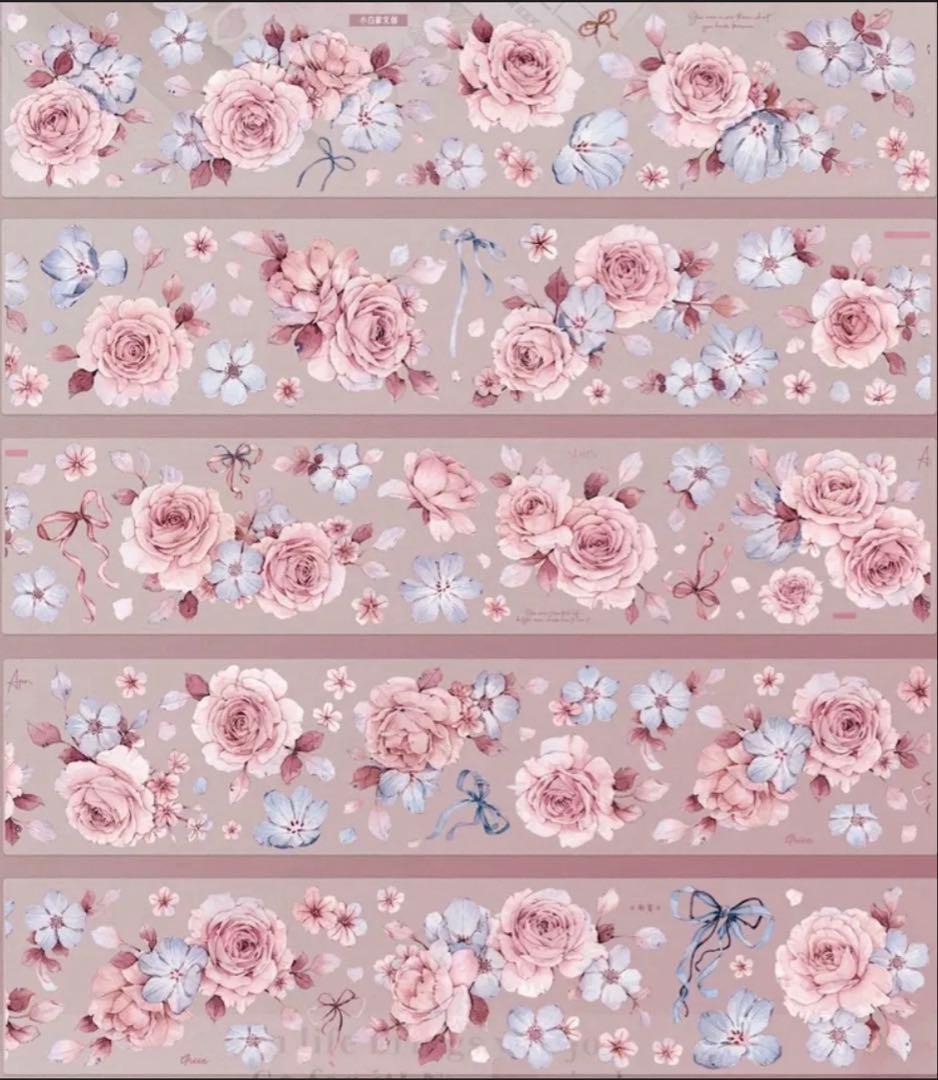 贝壳光 5.5cm×6m 朝雾 海外マスキングテープ 海外マステ　花