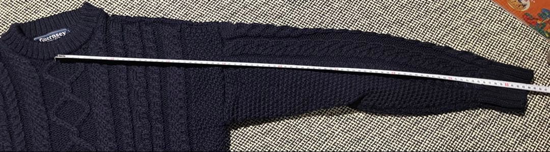 英国製/ガンジーウーレンズ/ケーブルニット ネイビーセーター