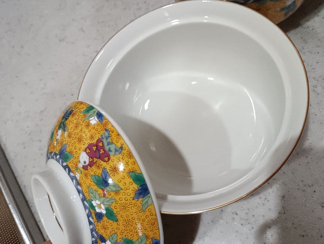 第一陶器　翔山窯　黄地唐子　蓋付き丼ぶり揃　5客　色絵　どんぶり　雑煮碗　中鉢