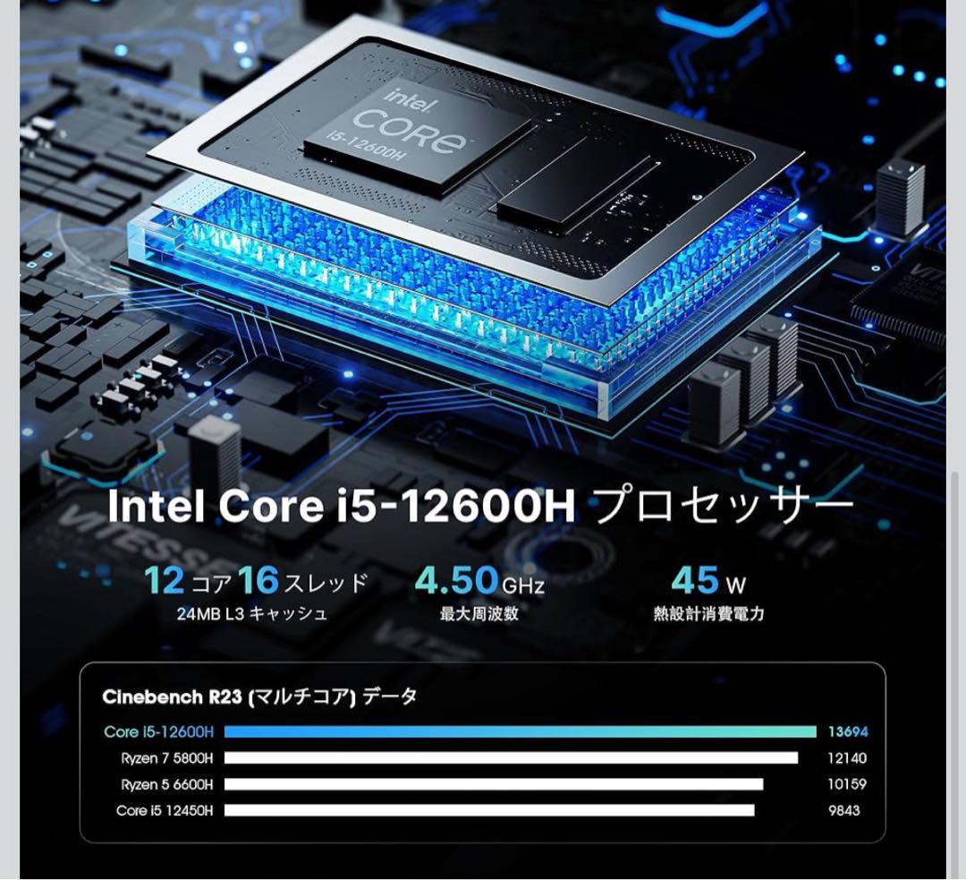 510690インテル ミニPC i5 12600H BOSGAME P2Lite