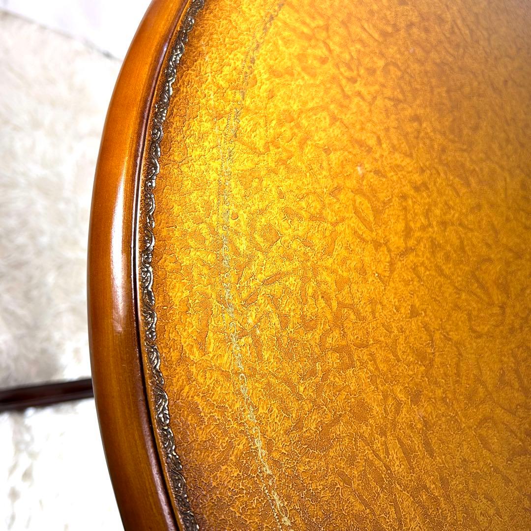 kuroshio コモテーブル　猫脚　ヨーロッパ風　高級　レザー調　丸テーブル