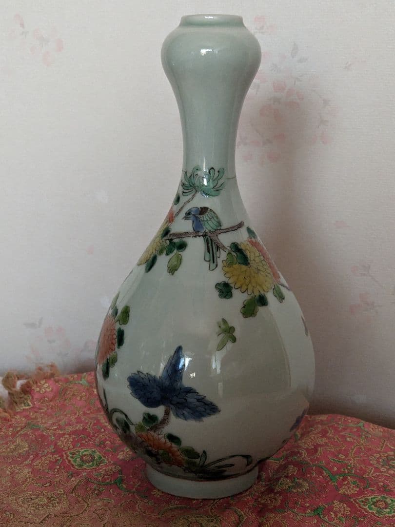 ♦中国陶磁 粉彩 花鳥図 瓶 花瓶 光緒年製 コレクション 骨董品アンティーク