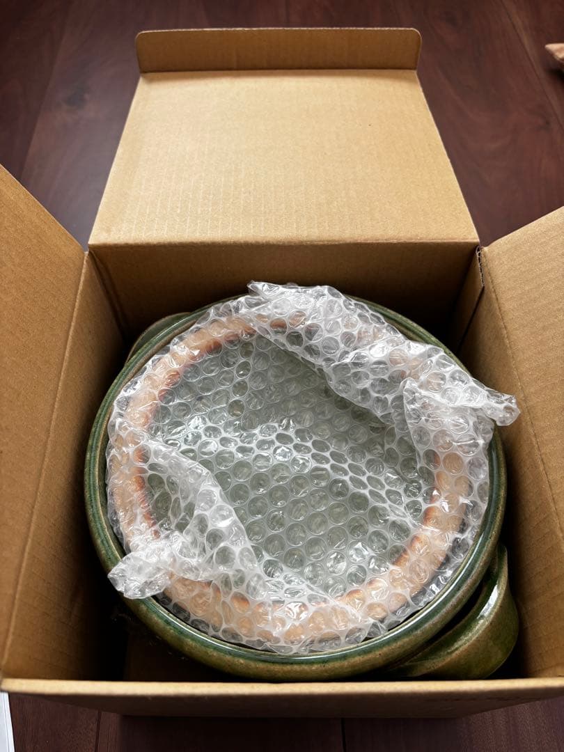 【未使用】カネフサ製陶　ごはん鍋大　織部