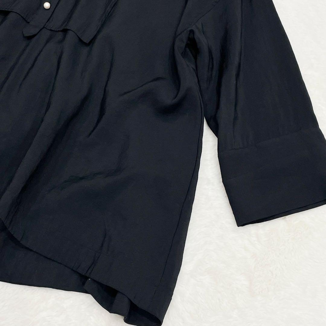 美品　BEARDSLEY パール釦袖ボリュームシャツ Fサイズ ブラック