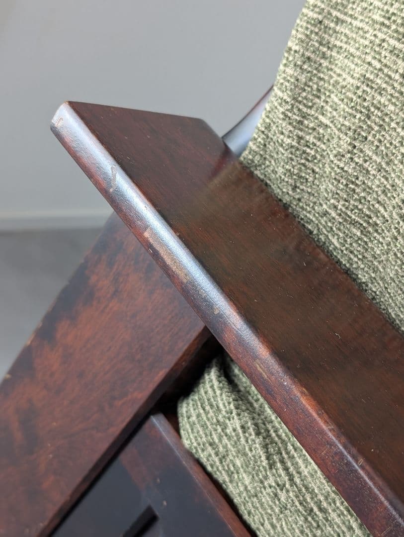 USED/北海道民芸家具 一人掛けソファ 飛騨産業 和モダン カバ材