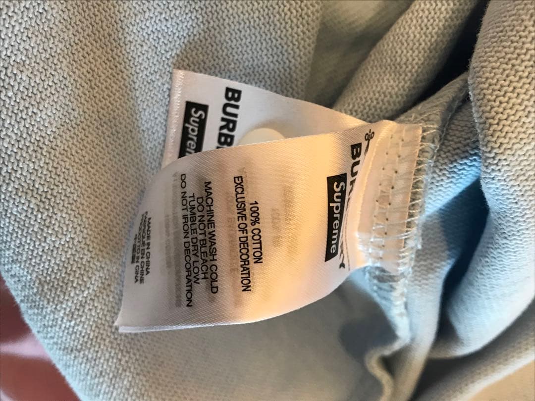 シュプリーム　BURBERRY ラガー　長袖ポロシャツ ブルー　M