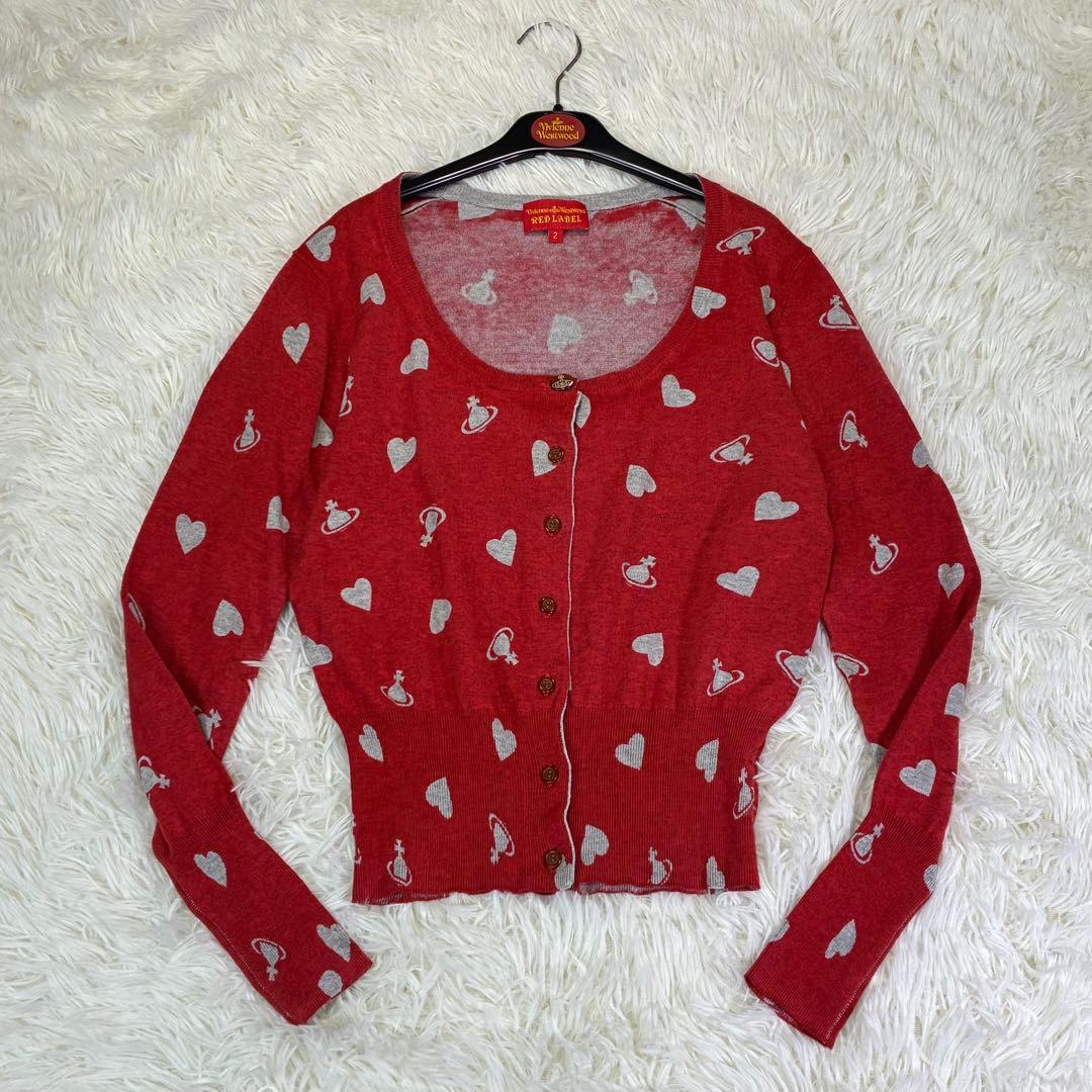 ヴィヴィアンウエストウッド カーディガン 総柄 オーブ ハート オーブ釦