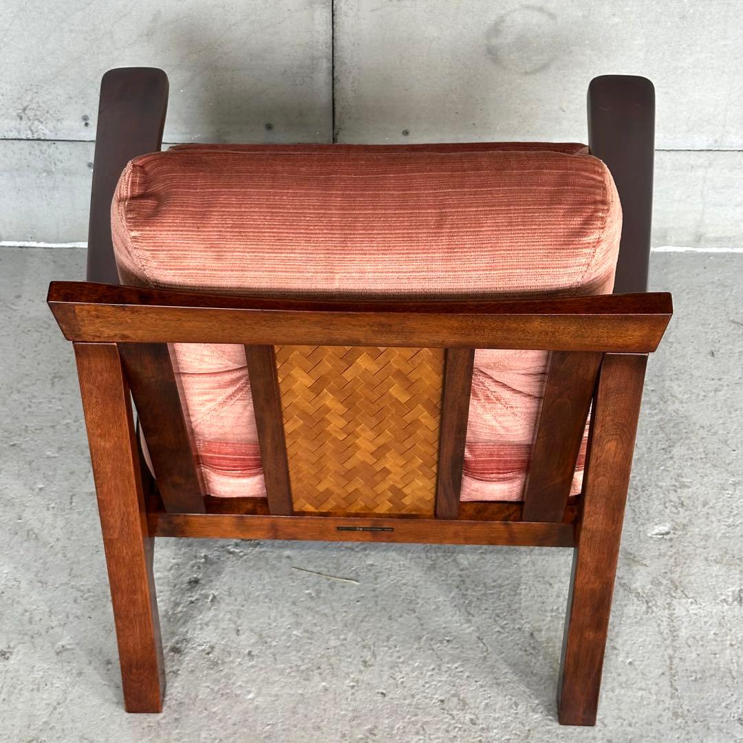 ★80s★ 昭和レトロ 森繁 MORISHIGE 1Pソファ｜無垢木枠 和モダン