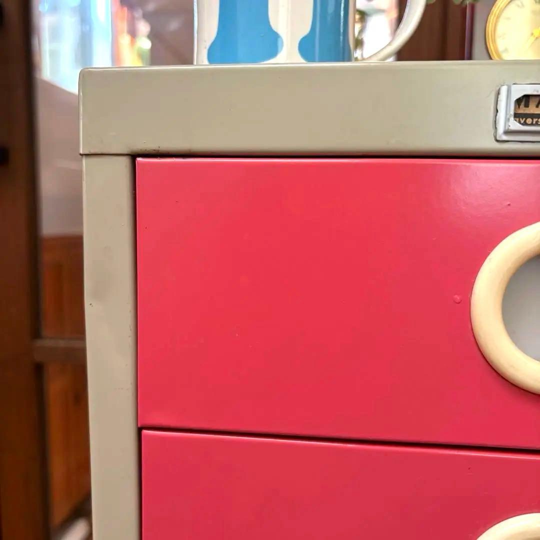【送料込】【かわいい収納】レトロ7段チェスト 国産スチール製