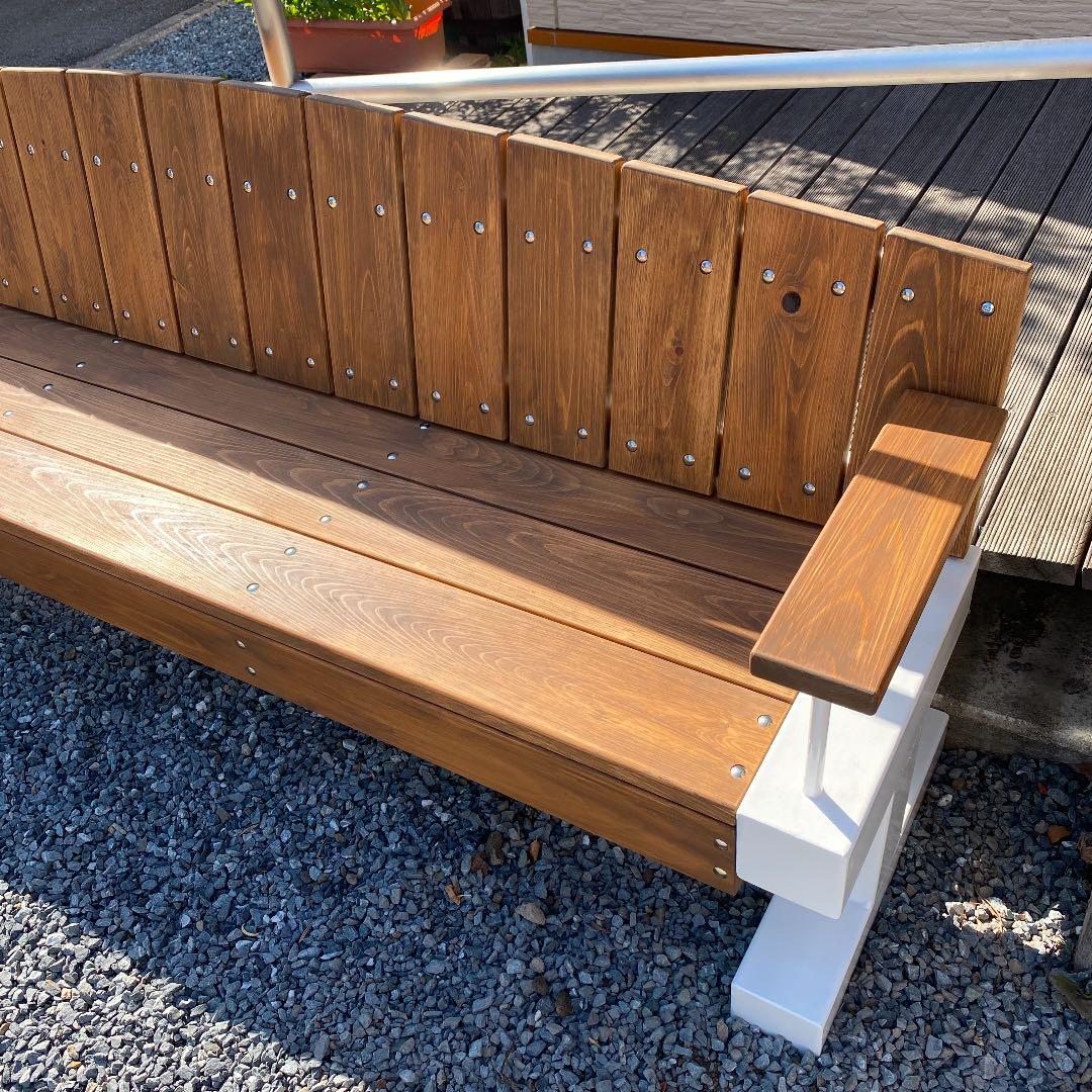 ハンドメイド　ガレージ　ベンチ　鉄骨ベース　檜　桧　ヒノキ　特注可能　高耐久