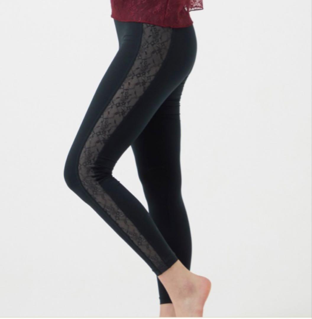 チャコット　バランス　サイドレースコンビレギンス　ブラックL新品　ヨガピラティス