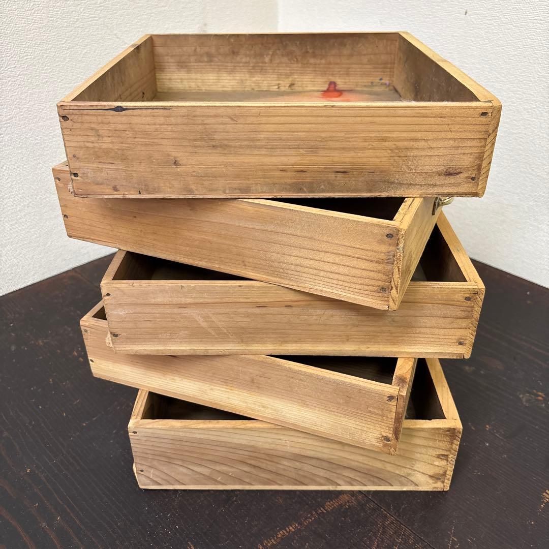 レトロ　木製5段引き出し収納 無垢材／アンティーク　古道具