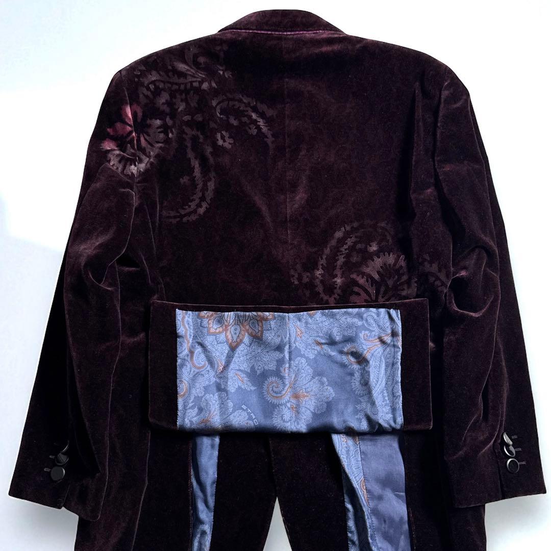 【高級伊製】ETROエトロ ペイズリー総柄ベロアセットアップ スーツ XL