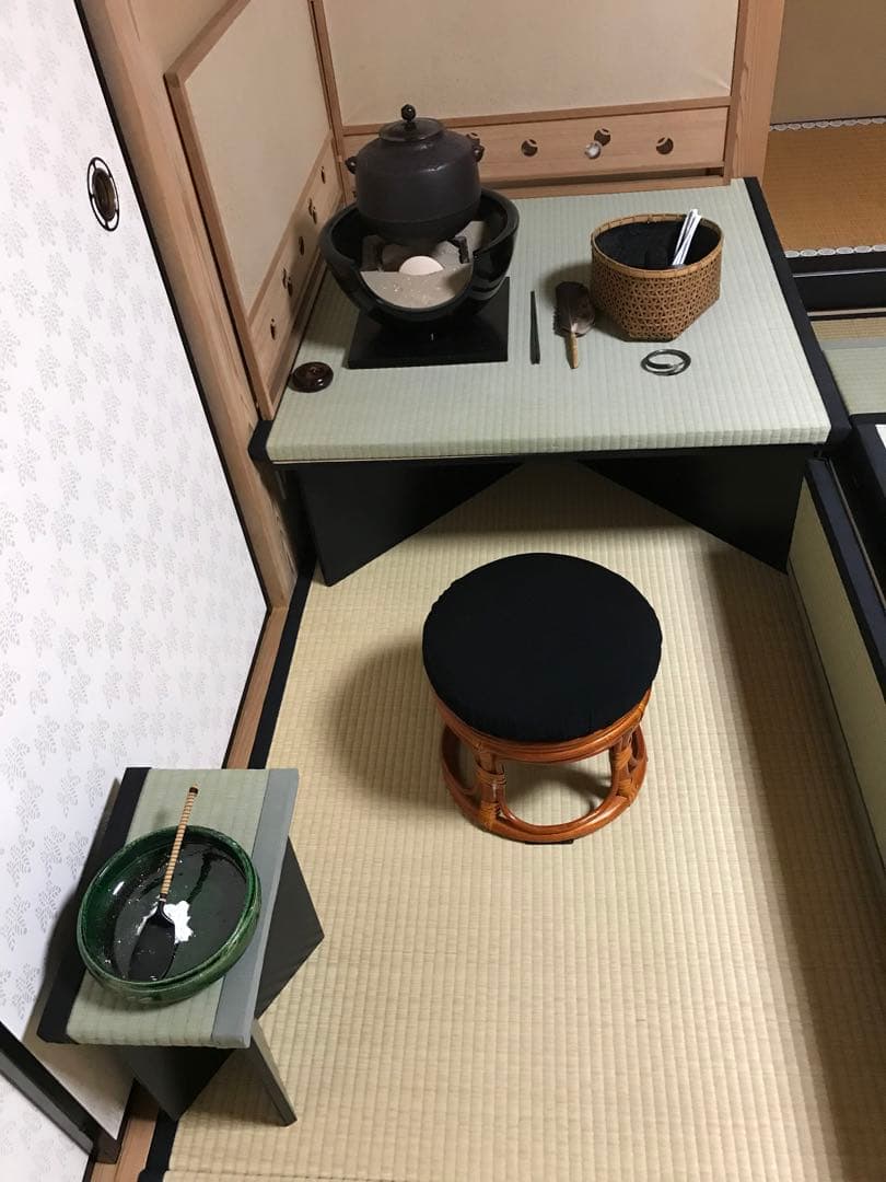 楽々茶棚　収納付き道具畳の台と炉壇ボックス、建水台と貴人畳の角の台の4点セット