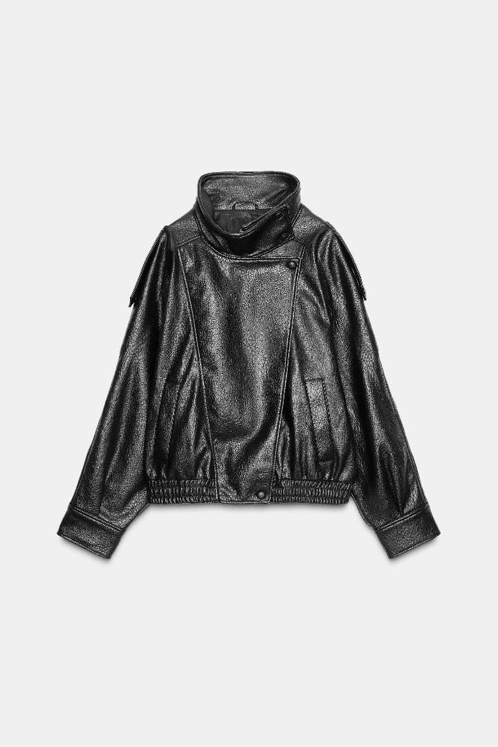 タグ付き新品♡　ZARA　フェイクレザージャケット Lサイズ ブラック　ザラ