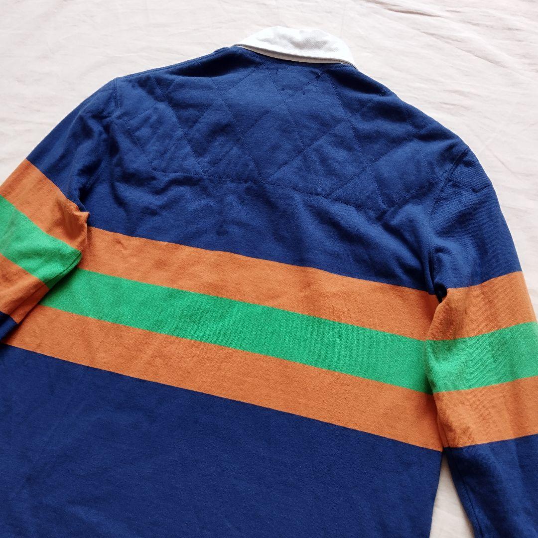 ポロラルフローレン　ラガーシャツ　刺繍ロゴ　ブルー　現行タグ　Mサイズ