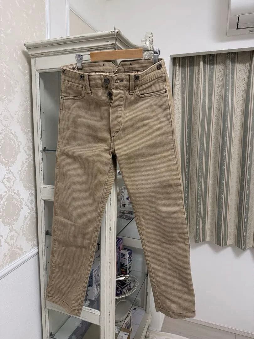 RRL エンジニアフィットパンツ ベージュ ストライプ W28 ラルフローレン