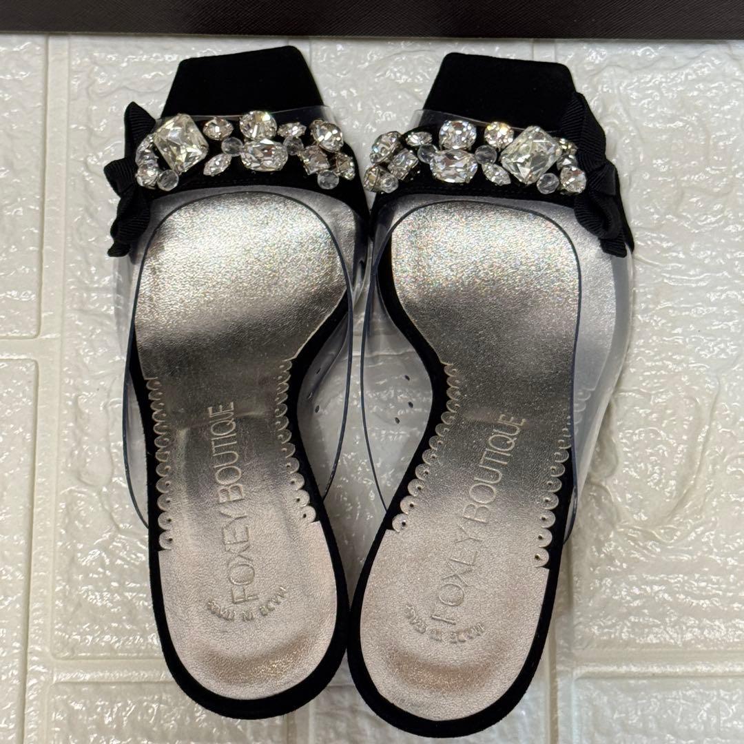 【未使用 】フォクシー ブティック サンダル ウェッジソール ビジュー スエード