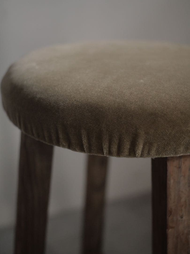 丸スツール　椅子　張り替え済　スツール　古家具　古道具　アンティーク　昭和レトロ