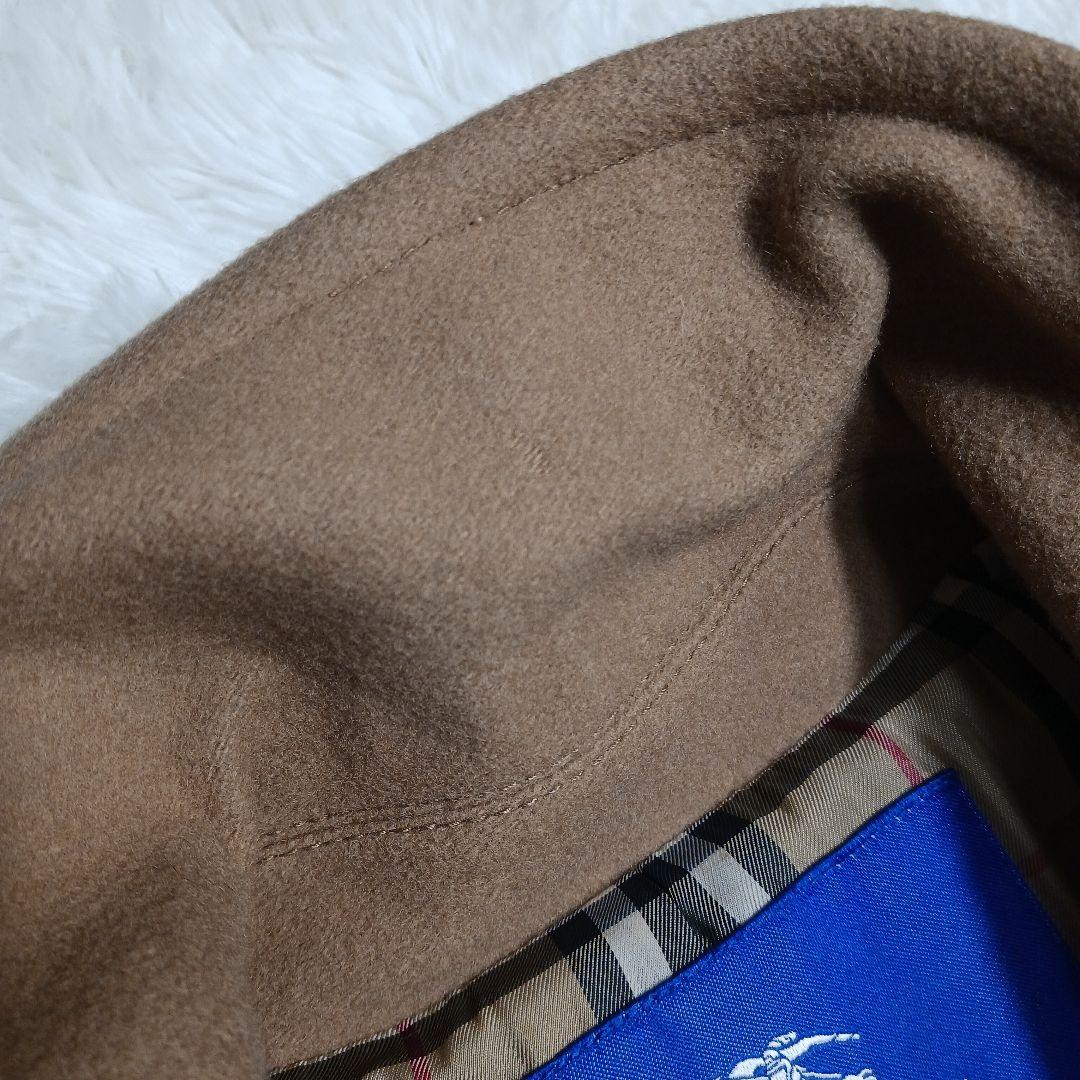 バーバリーブルーレーベル　ウールロングコート　ノバチェック　キャメル　サイズ40