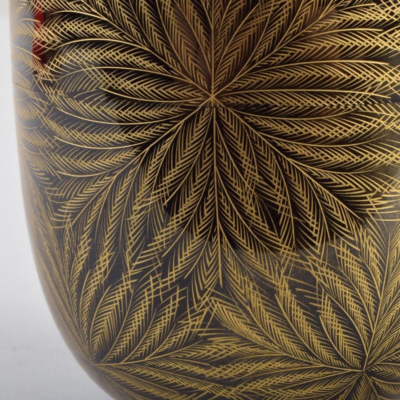 茶道具　輪島塗　岡本陽斎作　忍彫沈金　棗　共箱　V　9074