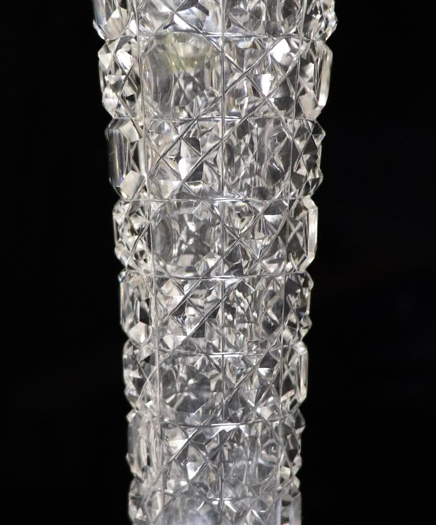 オールド・バカラ 1890年頃 大型銀巻20cm切子花瓶 ディアマン・ピエーリー