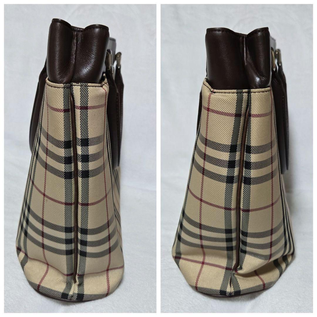 BURBERRY ノバチェック ハンド バッグ キャンバス レザー ベージュ