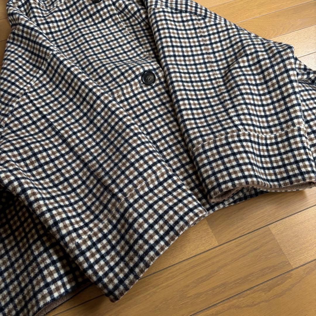 SHIPS any リバー スタンドカラー ポンチョ ショート コート　ベージュ