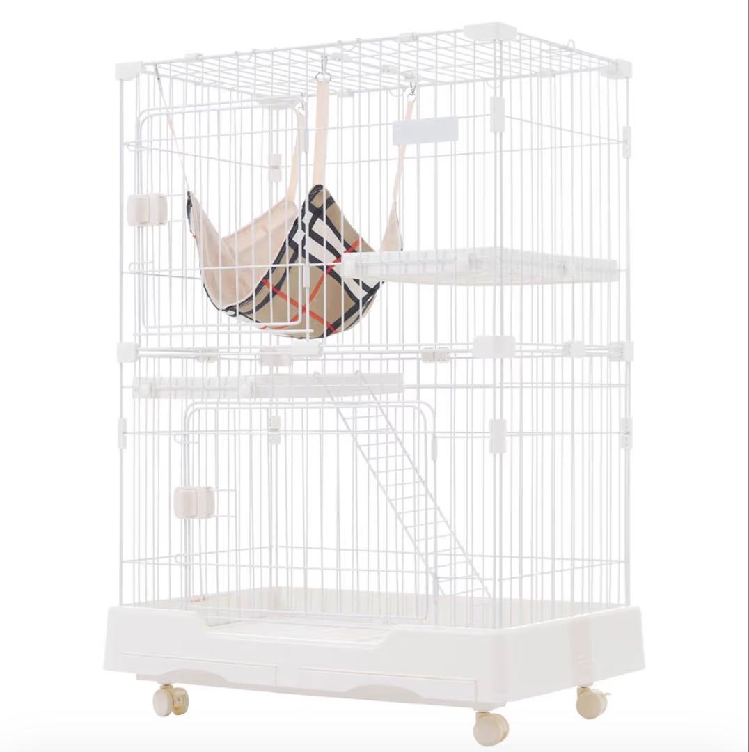 【ヒーター付き】purlove キャットケージ　ハンモック付き　ホワイト