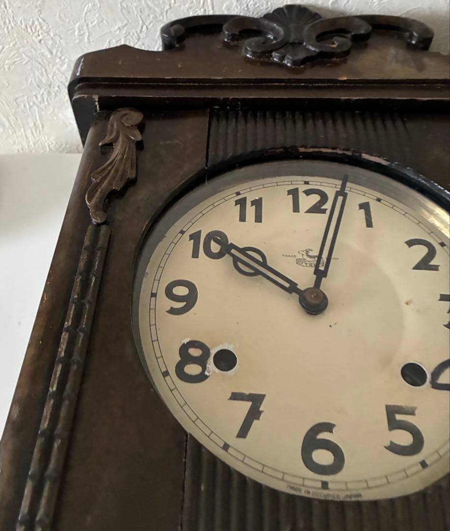 昭和レトロ　ヴィンテージ　振り子時計　 木製柱壁掛け時計