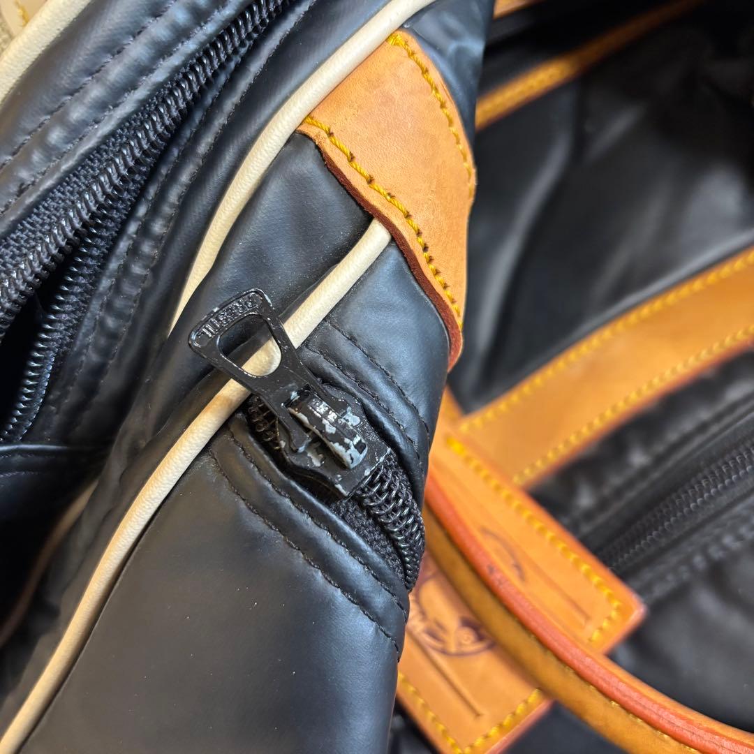 HUNTING WORLD 2WAY ナイロン×レザー ボストン 黒 大容量用