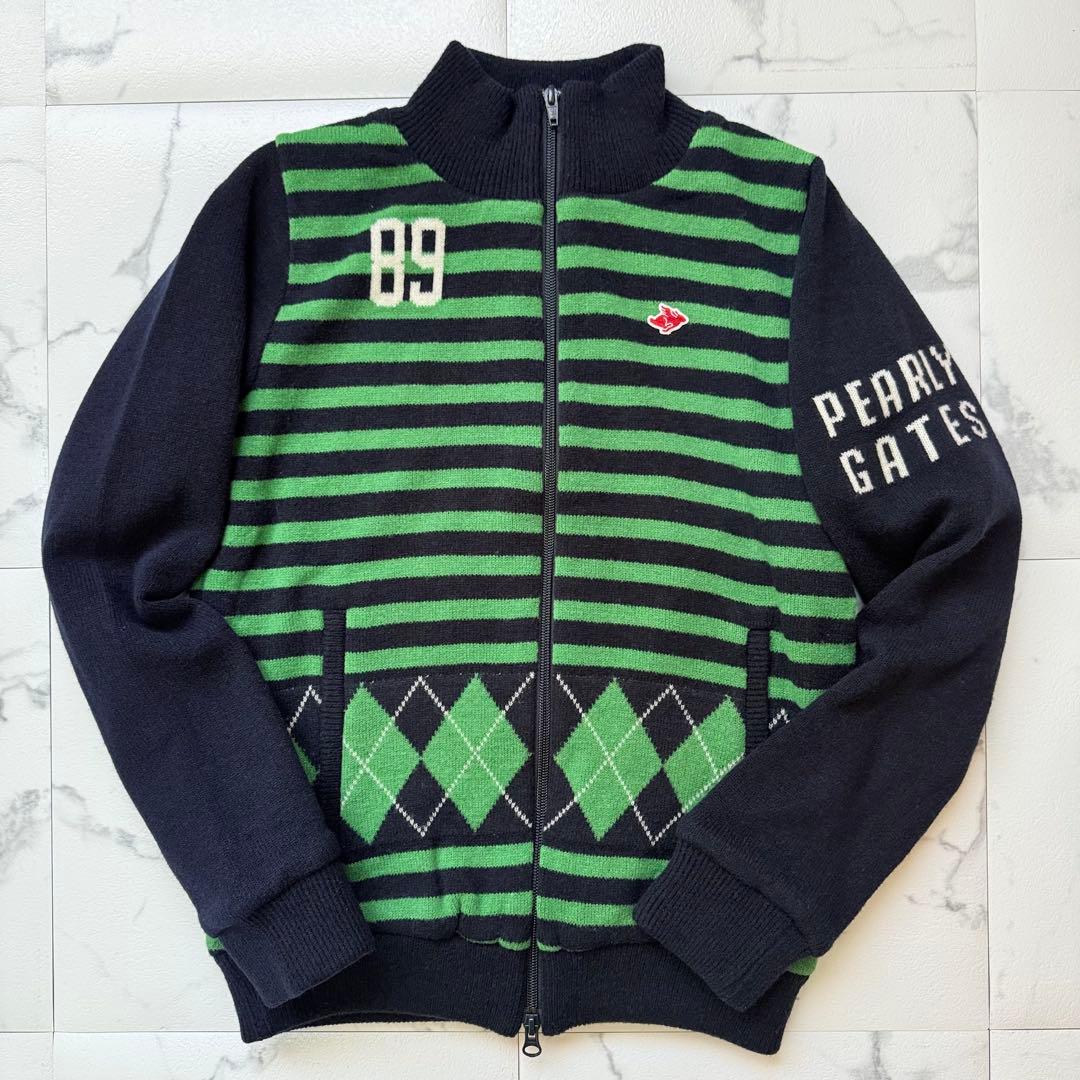 美品 PEARLY GATES パーリーゲイツ 防風防寒 フルジップ ニット