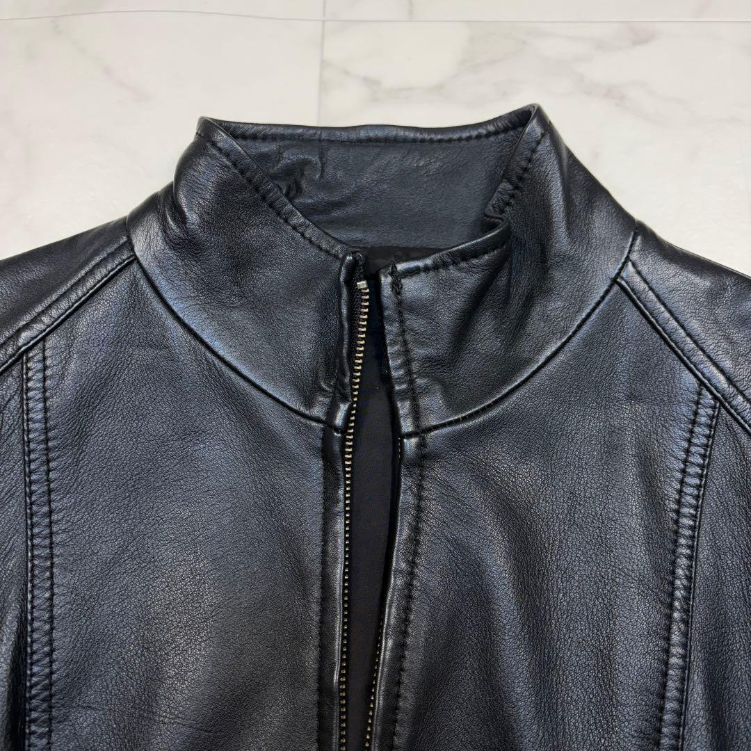 iCB シングル ライダース ジャケット　羊革 9 黒　スタンドカラー