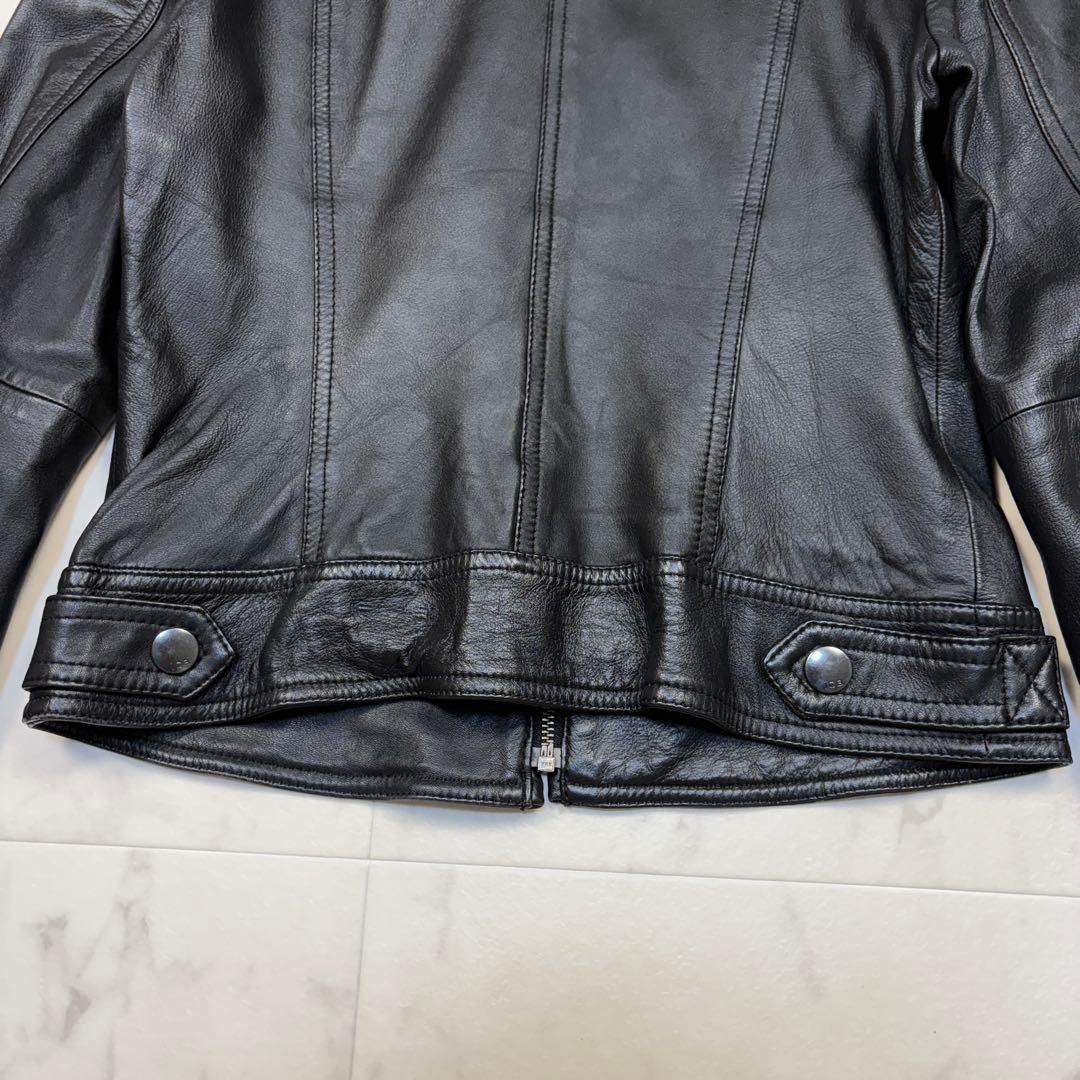 iCB シングル ライダース ジャケット　羊革 9 黒　スタンドカラー