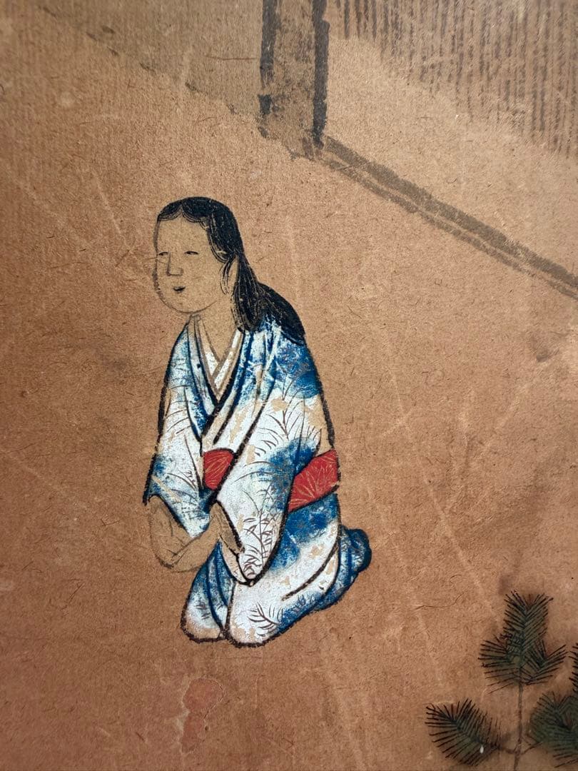 伝統的な日本屏風 大型 金屏風 二曲屏風 アンティーク