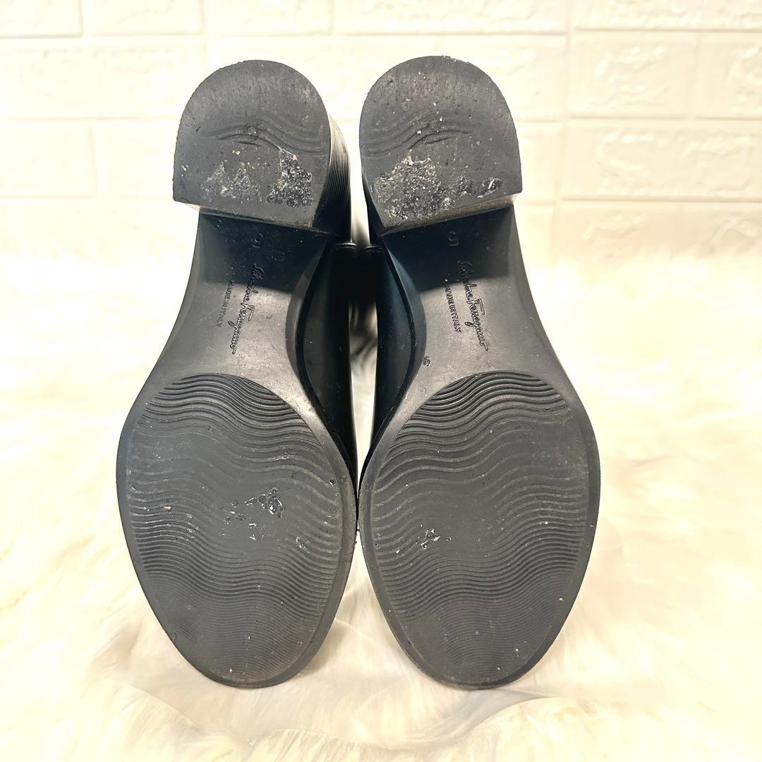 未使用級✨フェラガモ ガンチーニ レインブーツ ロング イタリア製 ブラック