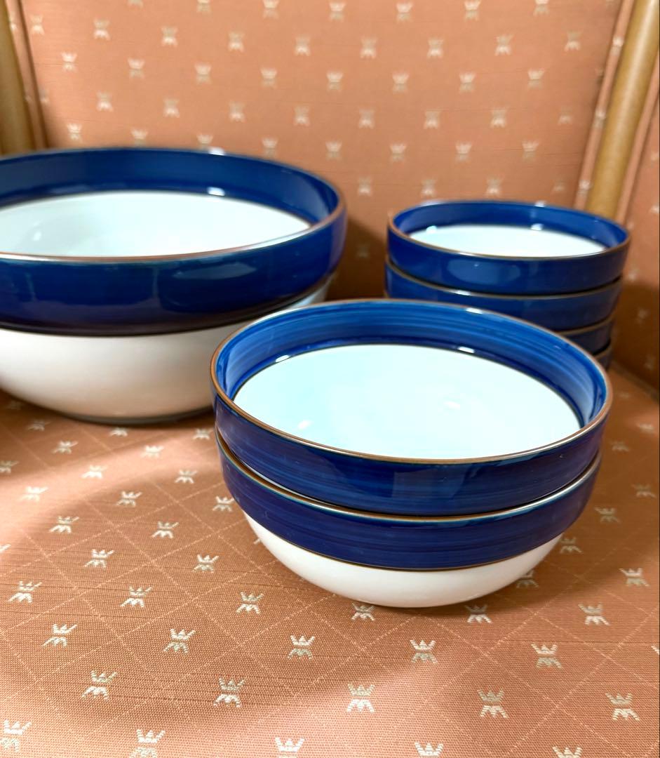 【未使用】日本製　波佐見焼　白山陶器　マルティブルー ボウル＆皿12個セット