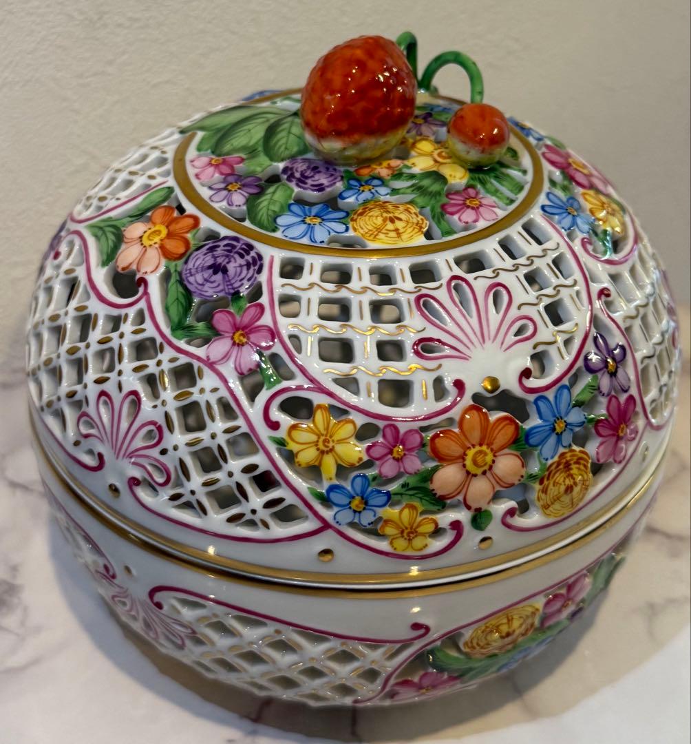 ヘレンド ファンタジー ボンボニエール 特大 透かしボンボン入れ 小物